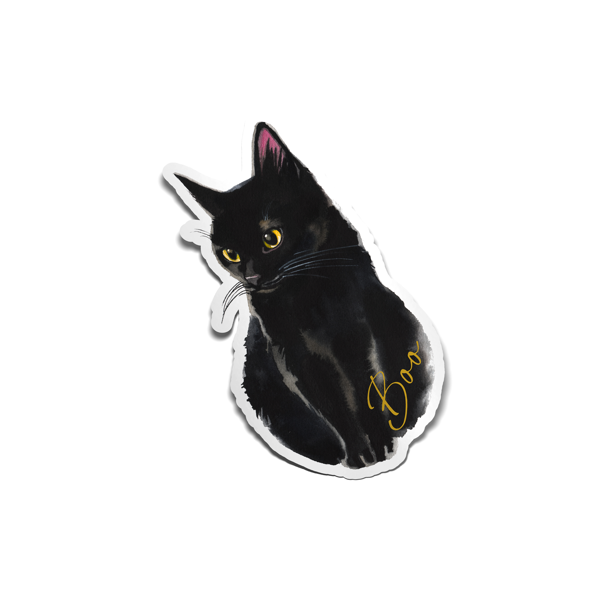 a black cat with glowing eyes