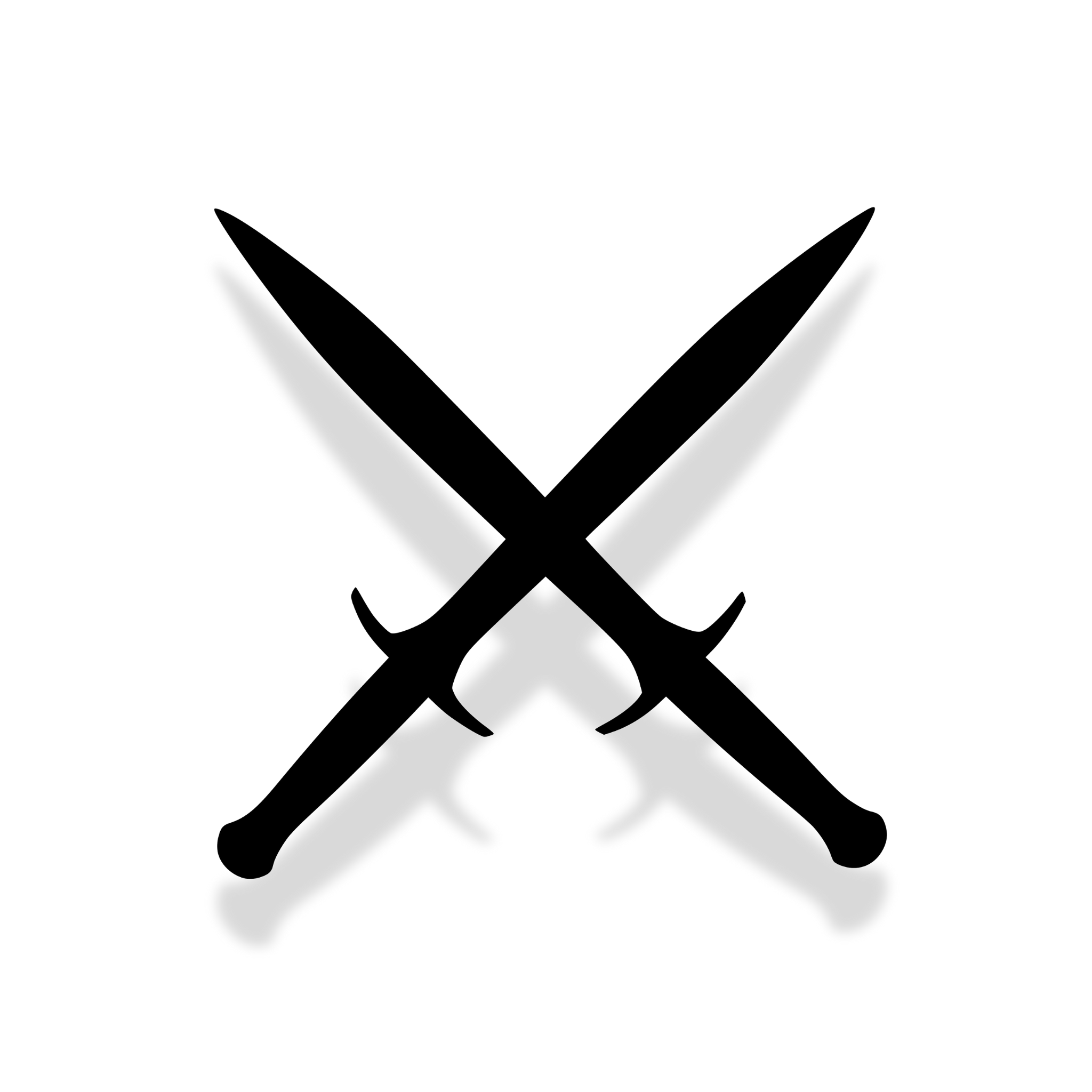 black crossed daggers decal on a white background