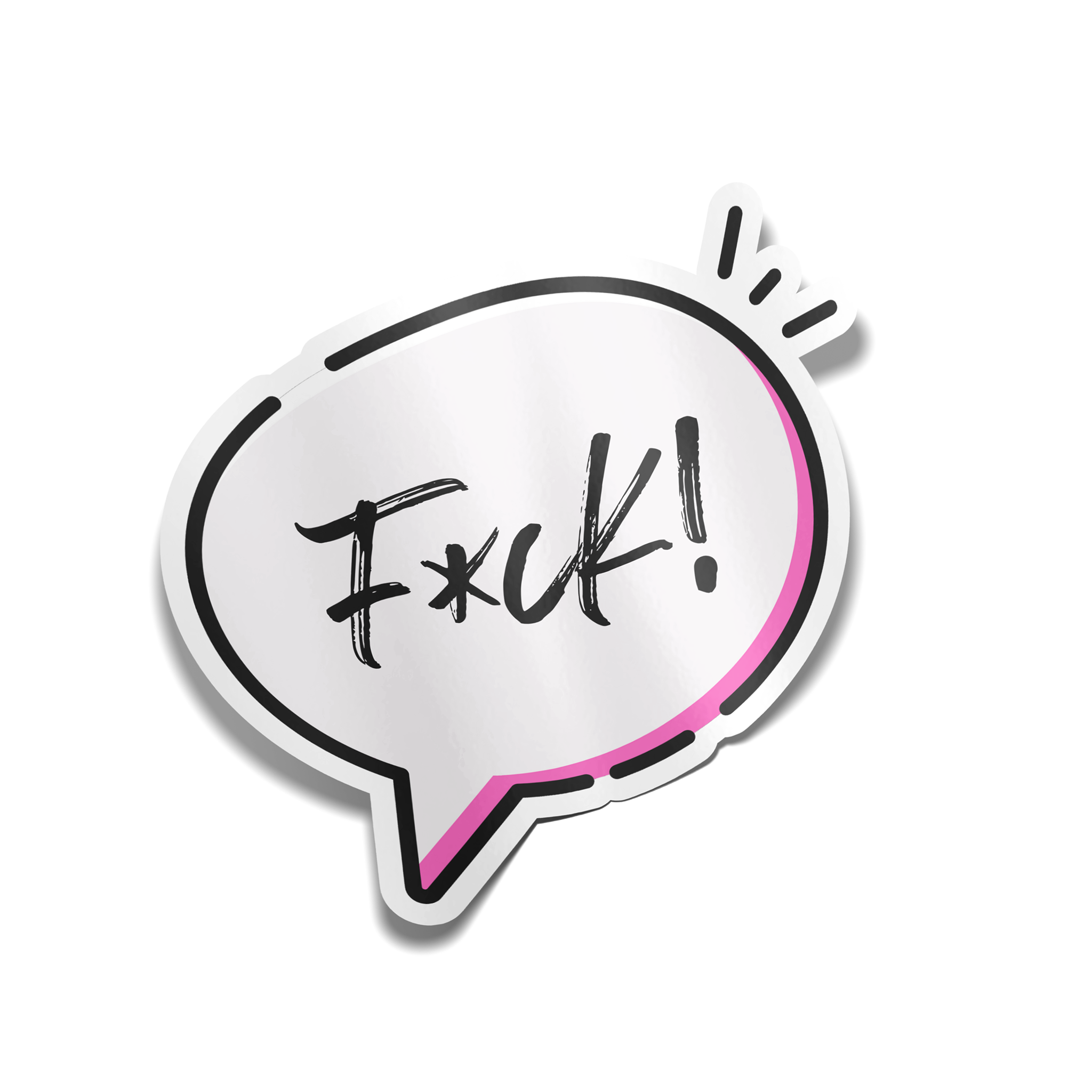 Speech bubble with 'F*ck!' text on a white background
