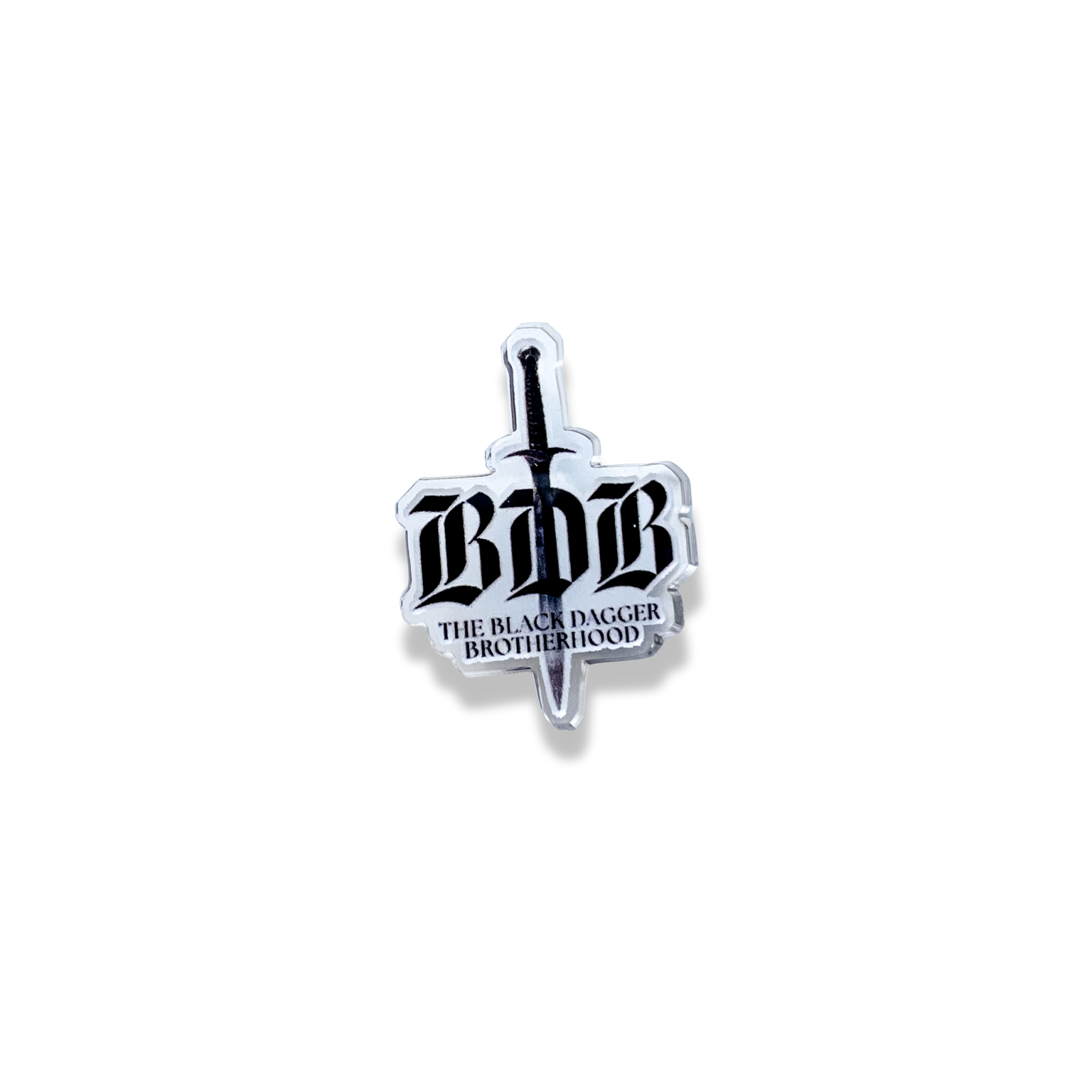 pin of BDB logo with black dagger