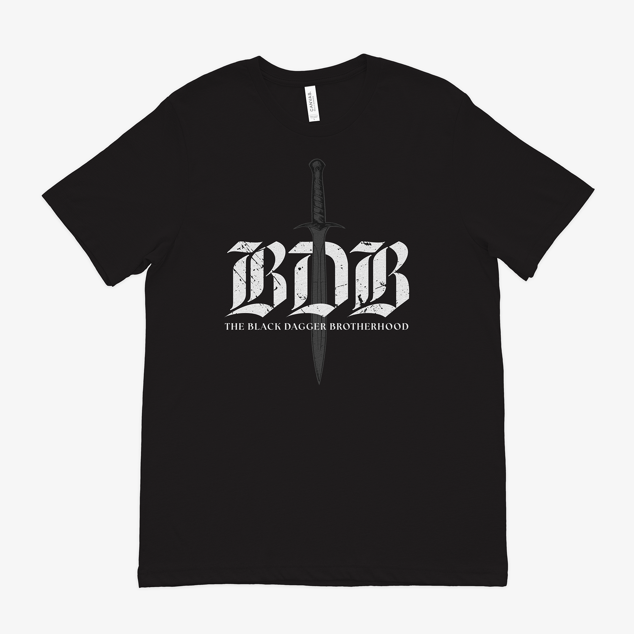 Black t-shirt with 'The Black Dagger Brotherhood' logo on a white background