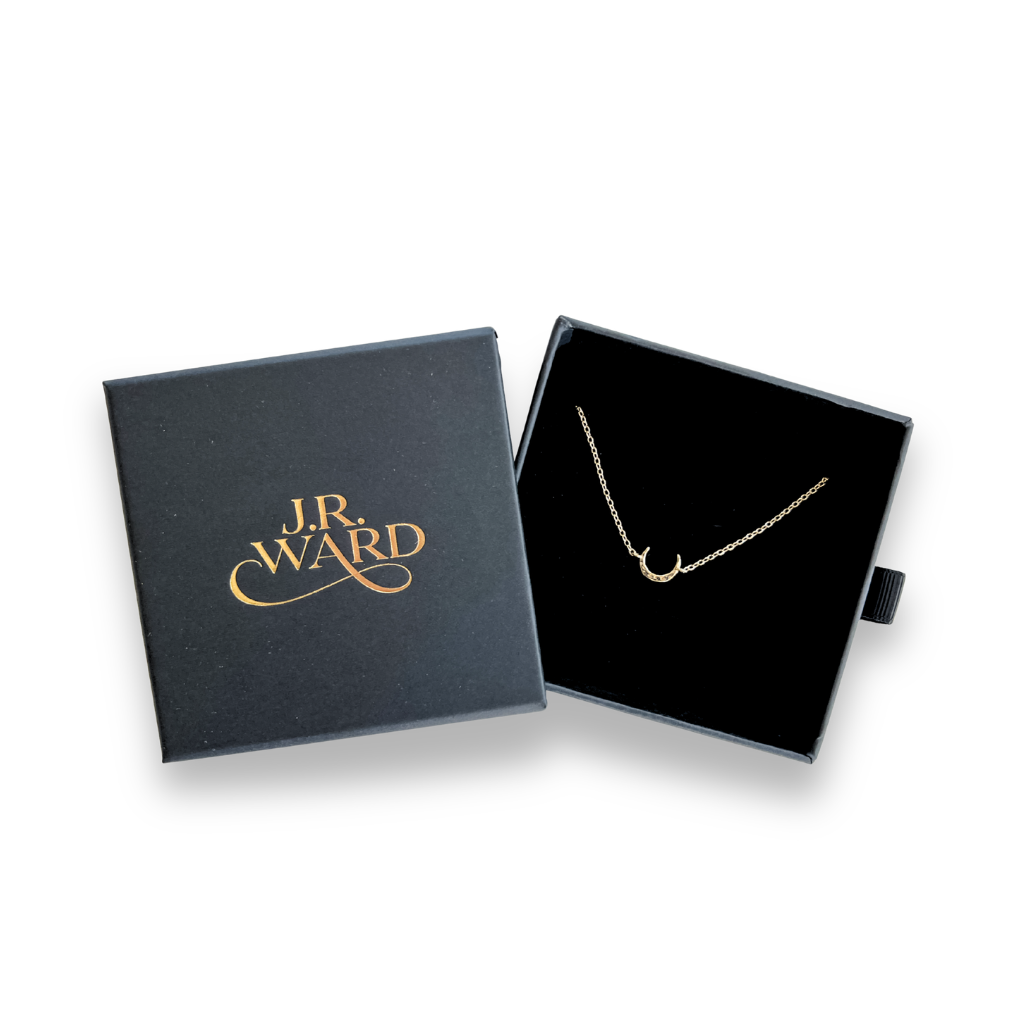 J.R. Ward jewelry box with a necklace inside on a white background